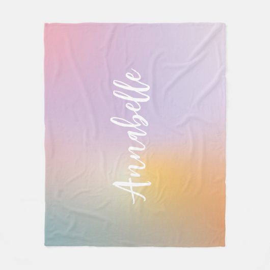 Pastel roze regenboogmicrogram simpel script fleece deken (Voorkant)