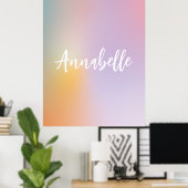 Pastel roze regenboogmicrogram simpel script poster (Thuiskantoor)