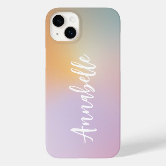 Pastel roze regenboogmonogram simpel Case-Mate iPhone case (Achterkant)