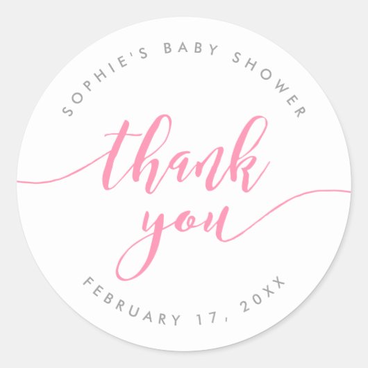 Pastel Roze Relax Script Dank u Ronde Sticker (Voorkant)