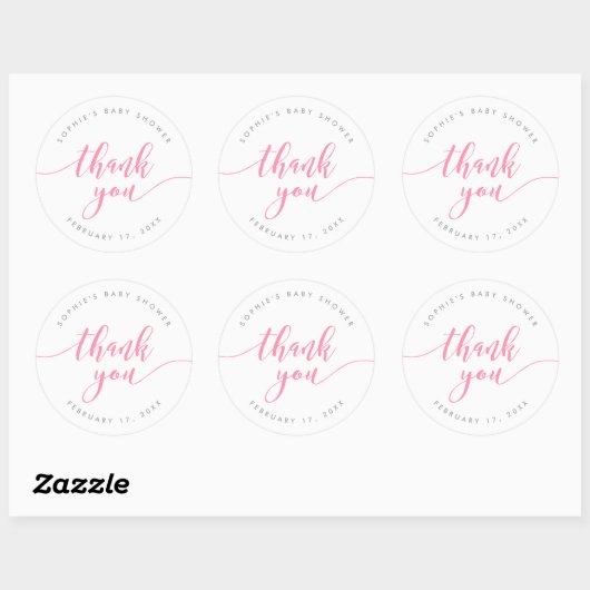 Pastel Roze Relax Script Dank u Ronde Sticker (Vel)