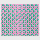 Pastel roze  Retro Kerstmis rendieren Cadeaupapier (Vlak)