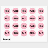 Pastel Roze Retro Monogrammed Bruiloft Ronde Sticker (Vel)