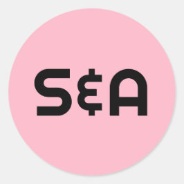Pastel Roze Retro Monogrammed Bruiloft Ronde Sticker
