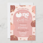 Pastel Roze Retro Pompoen Eerste Verjaardag Kaart (Voorkant)