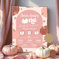 Pastel Roze Retro Pompoen Eerste Verjaardag Mijlpa