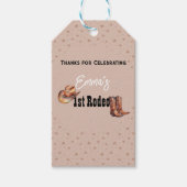 Pastel Roze Rodeo Western Cowgirl 1e Verjaardag Cadeaulabel (Voorkant)