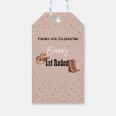 Pastel Roze Rodeo Western Cowgirl 1e Verjaardag Cadeaulabel (Achterkant)