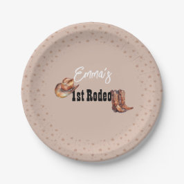 Pastel Roze Rodeo Western Cowgirl 1e Verjaardag Papieren Bordje