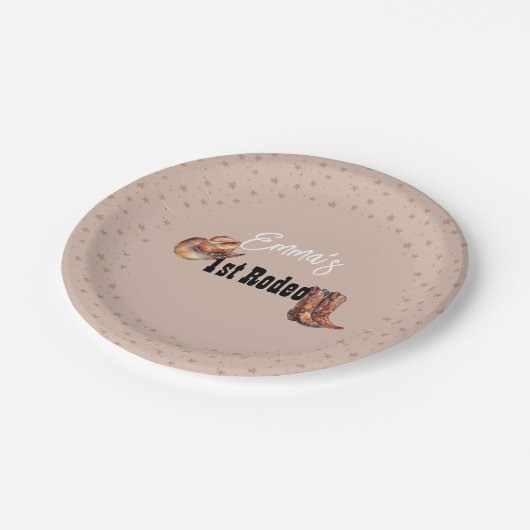 Pastel Roze Rodeo Western Cowgirl 1e Verjaardag Papieren Bordje (Gekanteld)