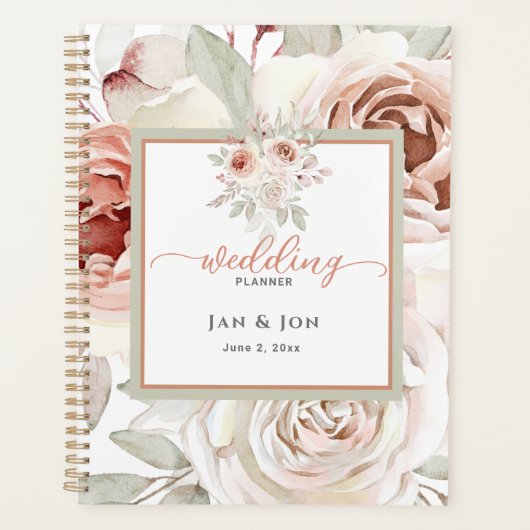 Pastel Roze Romantisch Roos Bewerkbare Wedding Pla Planner (Voorkant)