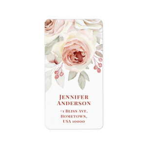 Pastel roze romantisch Roos op witte bruiloft Etiket