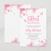 Pastel roze Romantische bloemige waterverf Sweet 1 Kaart (Voorkant / Achterkant)