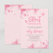 Pastel roze Romantische bloemige waterverf Sweet 1 Kaart (Voorkant / Achterkant)