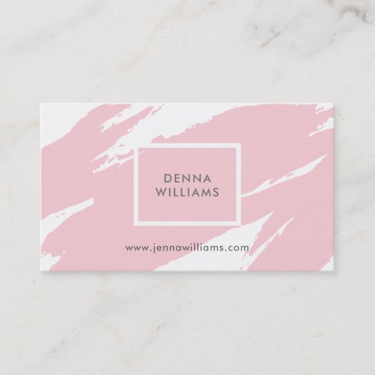 Pastel roze romige penseelpenselen visitekaartje (Voorkant)