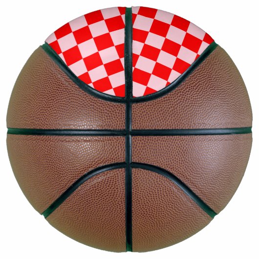 Pastel Roze Rood Geruit Checkerboard  Basketbal (Rechts)