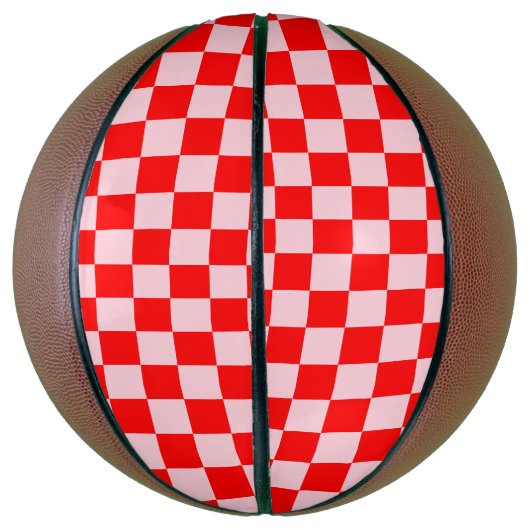 Pastel Roze Rood Geruit Checkerboard  Basketbal (Verticaal)