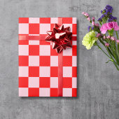 Pastel Roze Rood Geruit Checkerboard  Cadeaupapier