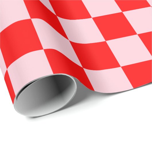 Pastel Roze Rood Geruit Checkerboard  Cadeaupapier (Rol Hoek)