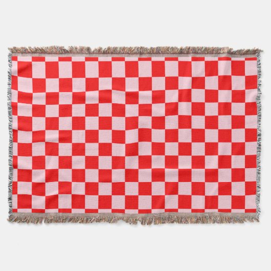 Pastel Roze Rood Geruit Checkerboard  Deken (Voorkant)