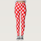Pastel Roze Rood Geruit Checkerboard Leggings (Voorkant)