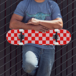 Pastel Roze Rood Geruit Checkerboard  Persoonlijk Skateboard