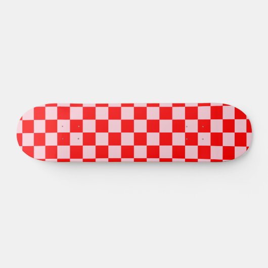 Pastel Roze Rood Geruit Checkerboard  Persoonlijk Skateboard (Horizontaal)
