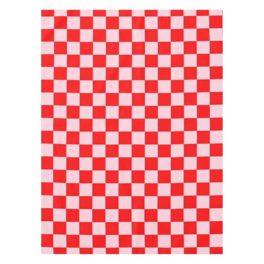 Pastel Roze Rood Geruit Checkerboard  Tafelkleed (Voorkant)