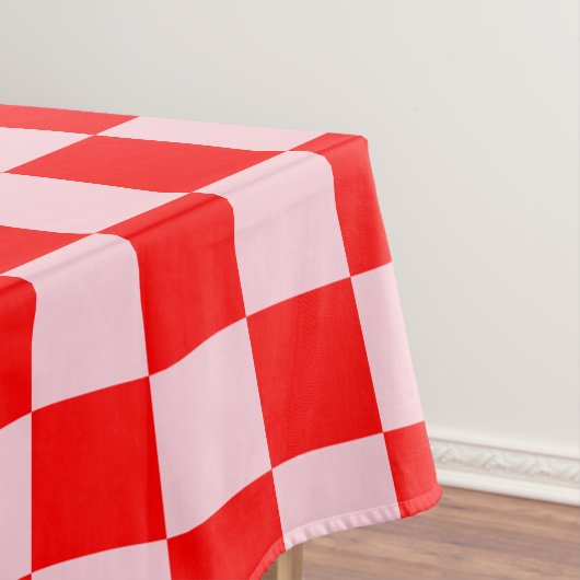 Pastel Roze Rood Geruit Checkerboard  Tafelkleed (Voorbeeld)