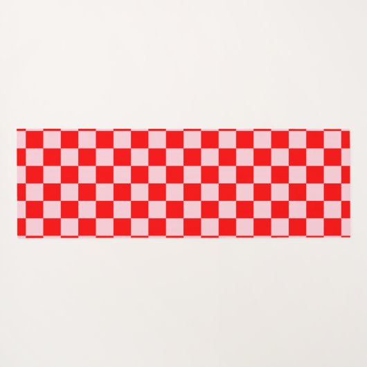 Pastel Roze Rood Geruit Checkerboard Yogamat (Achterkant (horizontaal))