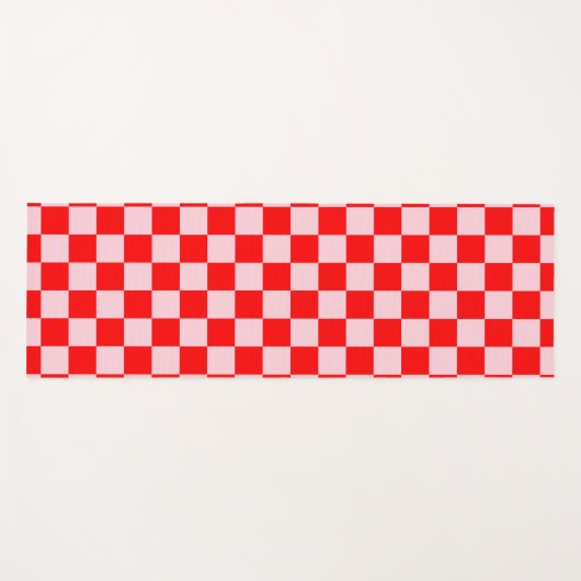 Pastel Roze Rood Geruit Checkerboard  Yogamat (Voorkant (horizontaal))