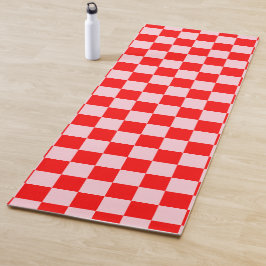 Pastel Roze Rood Geruit Checkerboard  Yogamat