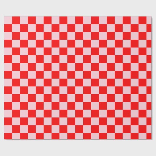 Pastel Roze Rood Geruit Dambord Vintage Cadeaupapier (Vlak)