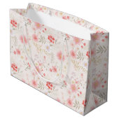 Pastel Roze Rood Witte Bloemen Patroon Groot Cadeauzakje (Achterkant Gekanteld)