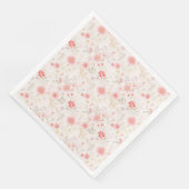 Pastel Roze Rood Witte Bloemen Patroon Servet (Hoek)