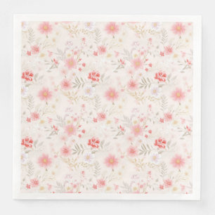 Pastel Roze Rood Witte Bloemen Patroon Servet