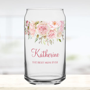 Pastel Roze Roos Bloem Bloemige De Beste Moeder Oo Blikvorm Glas