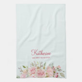 Pastel Roze Roos Bloem Florale Beste Moeder Ooit Theedoek (Verticaal)