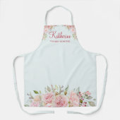 Pastel Roze Roos Bloem Florale De Beste Moeder Ooi Schort (Voorkant)