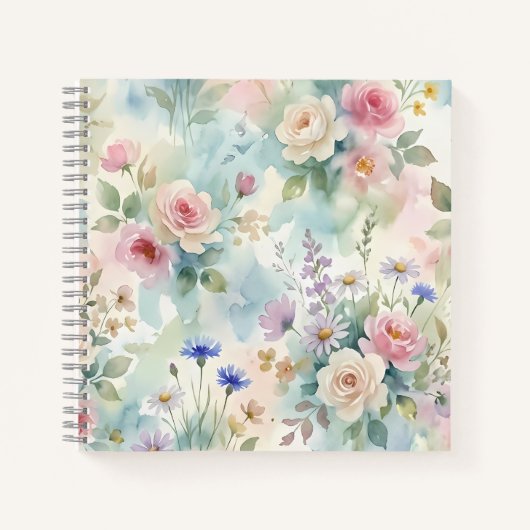 Pastel Roze Roos Bloemendesign Notitieboek (Voorkant)