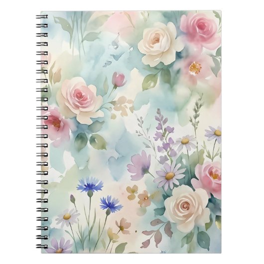 Pastel Roze Roos Bloemendesign Notitieboek (Voorkant)