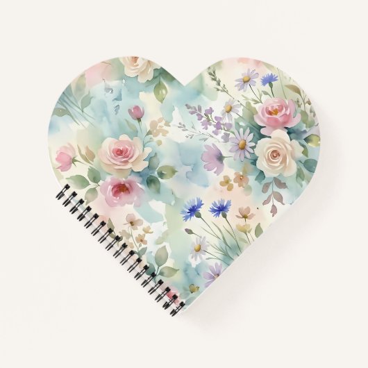 Pastel Roze Roos Bloemendesign Notitieboek (Voorkant)