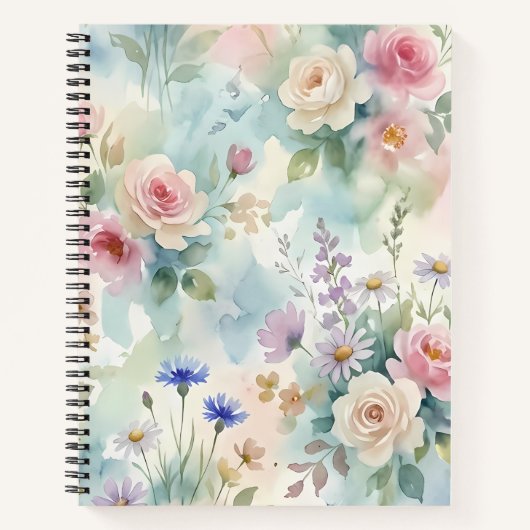 Pastel Roze Roos Bloemendesign Notitieboek (Voorkant)
