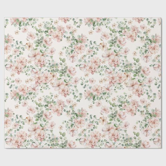 Pastel Roze Roos Bruidsboeket Bloemen Cadeaupapier (Vlak)