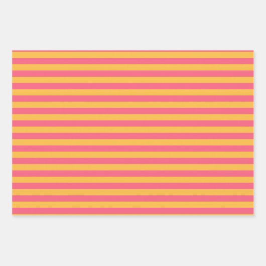 Pastel Roze, Roos, Jade en Sunglow Yellow Stripes Inpakpapier Vel (Voorkant)