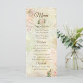 Pastel Roze  Roos Weddenschapskaart Menu (Staand voorkant)
