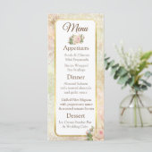 Pastel Roze  Roos Weddenschapskaart Menu (Staand voorkant)