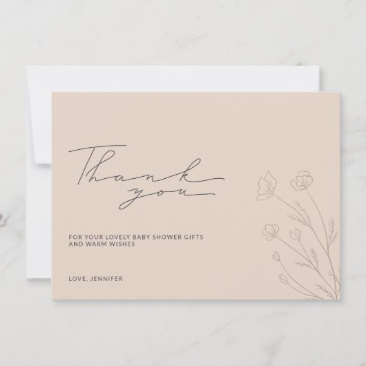 Pastel Roze Roze Baby Shower Kleine Bloemen Bedankkaart (Voorkant)