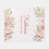 Pastel Roze Roze Bloem Bloem Beste Mam Ooit Fleece Deken (Voorkant (Horizontaal))