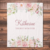 Pastel Roze Roze Bloem Bloem Beste Mam Ooit Fleece Deken